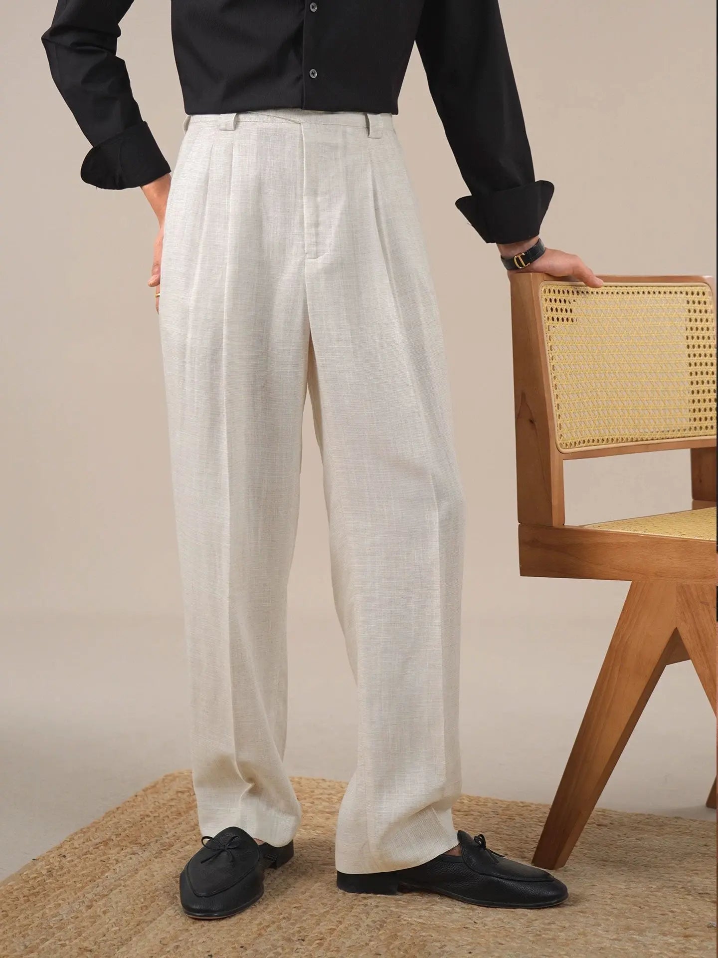 Men’s Tencel Linen Dress Pants — Relaxed Straight-Leg Old Money Style