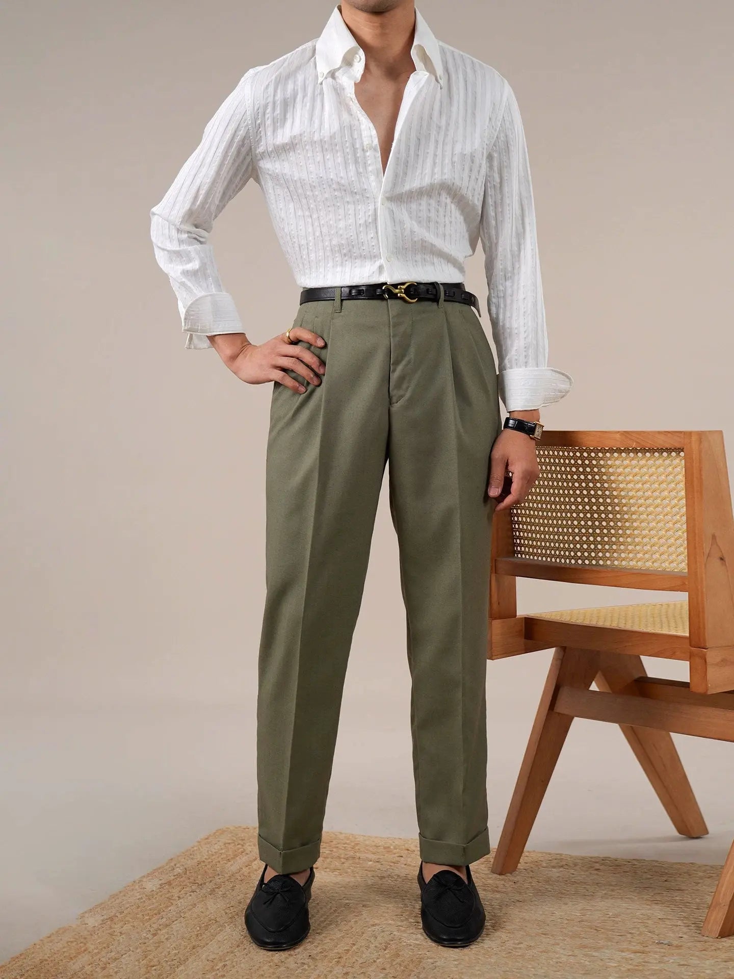 Men's High-Waist Straight-Leg Pants for Smart Style