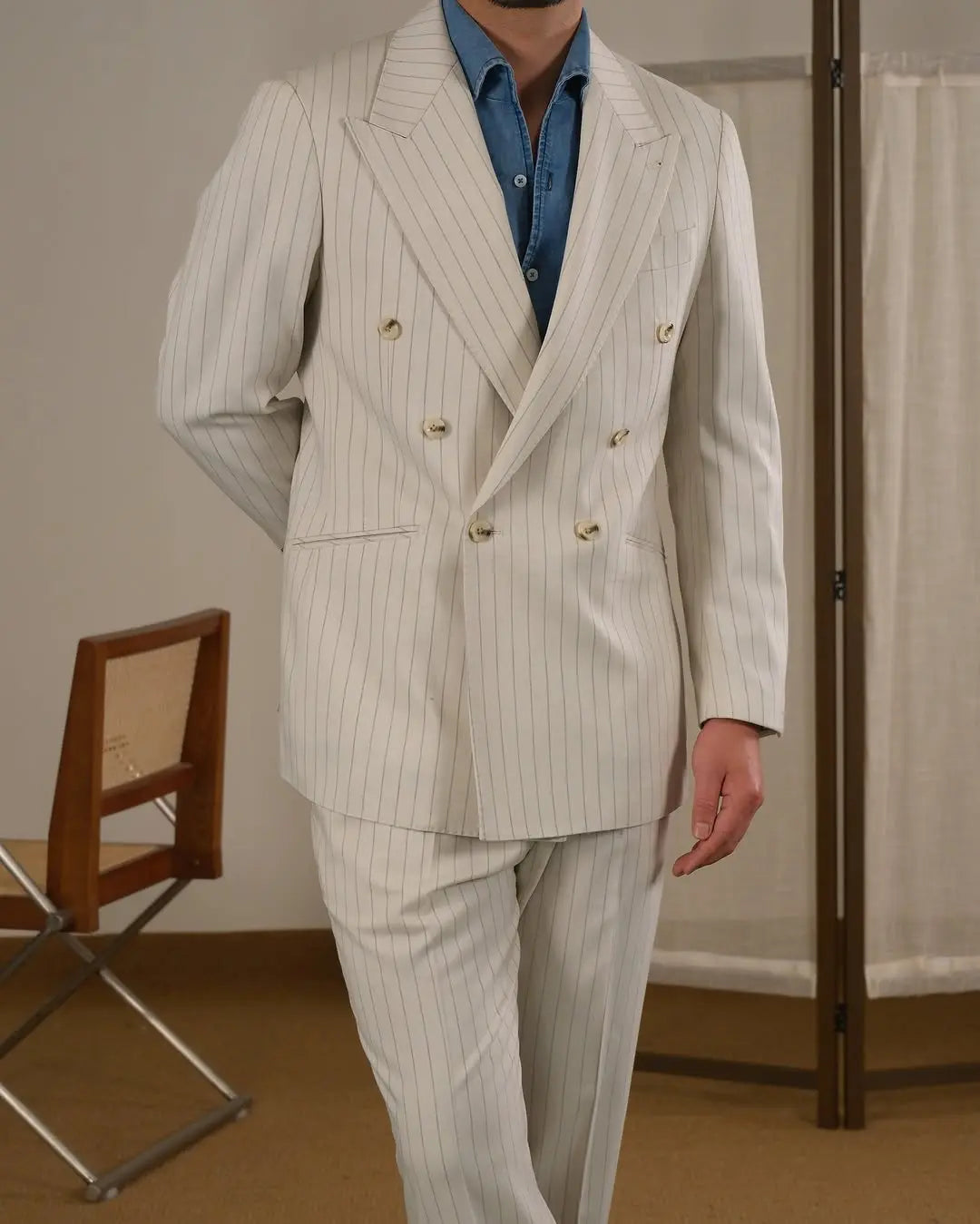 Palermo Pinstripe Double-Breasted Men's Suit