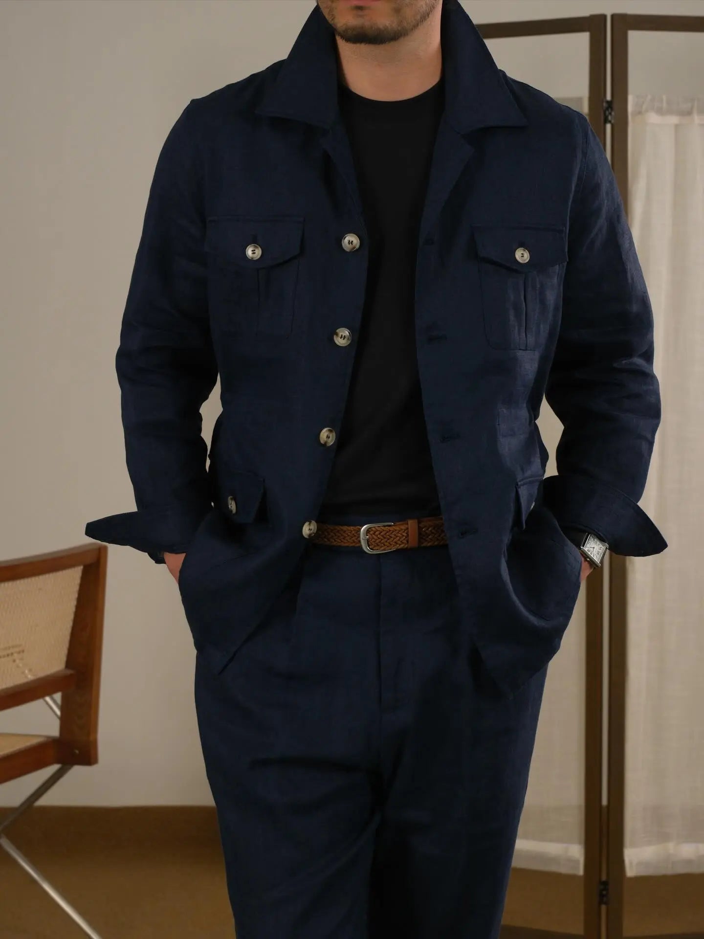 Men's Breathable Linen Italian Safari Jacket