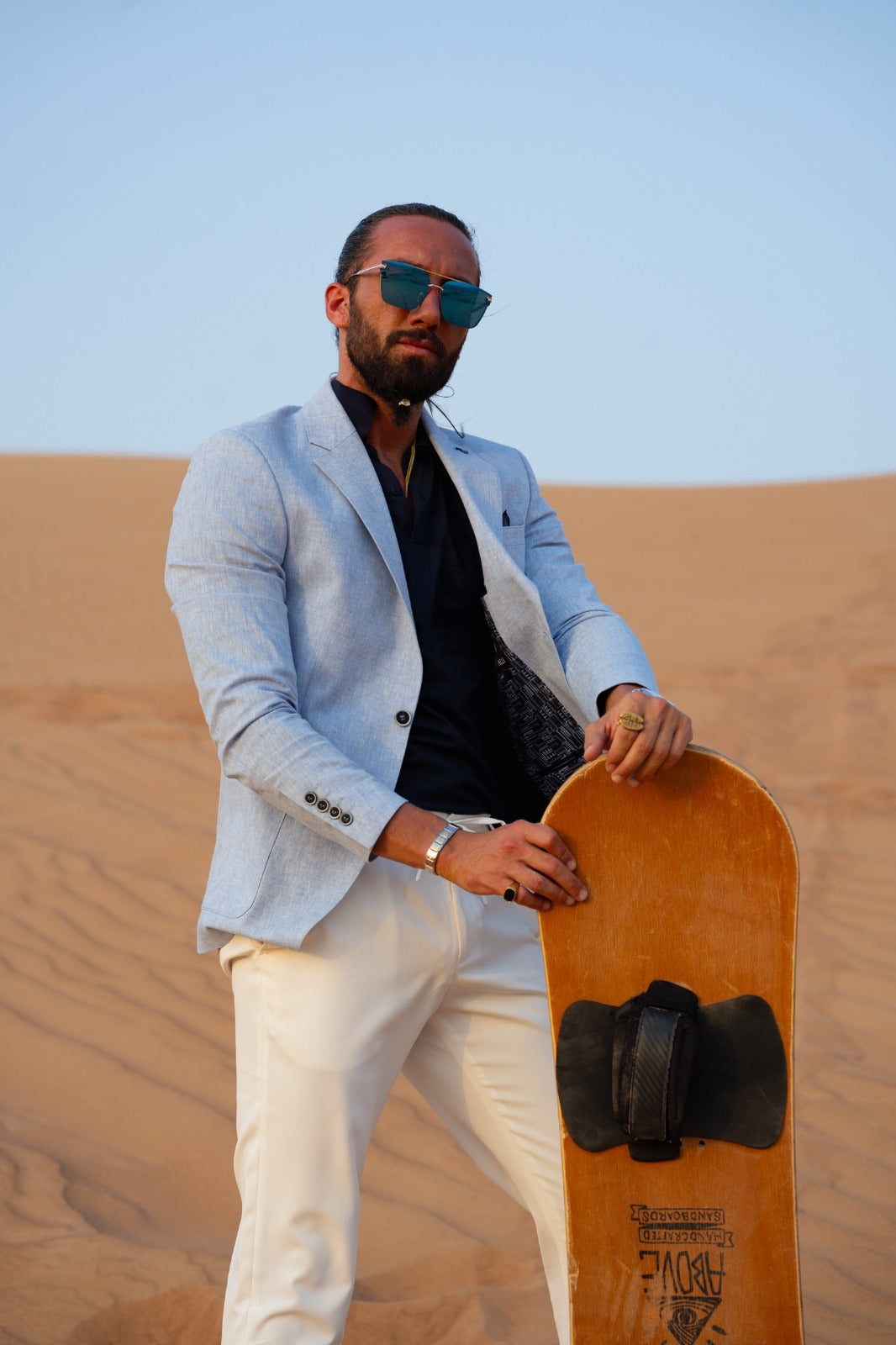 Vespo Blue Slim Fit Linen Blazer - Tailored Elegance for Every Occasion