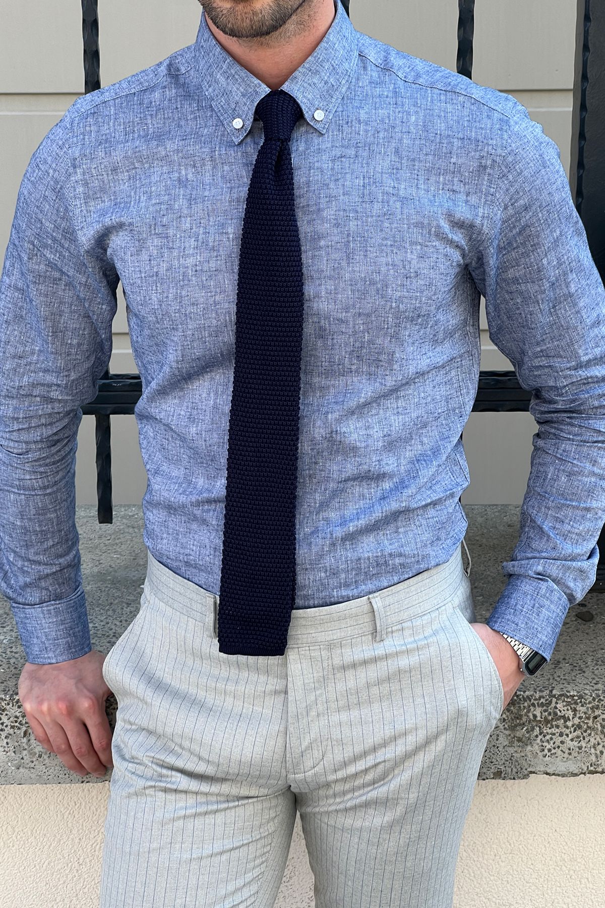 Daniel Slim-Fit Blue Cotton Shirt