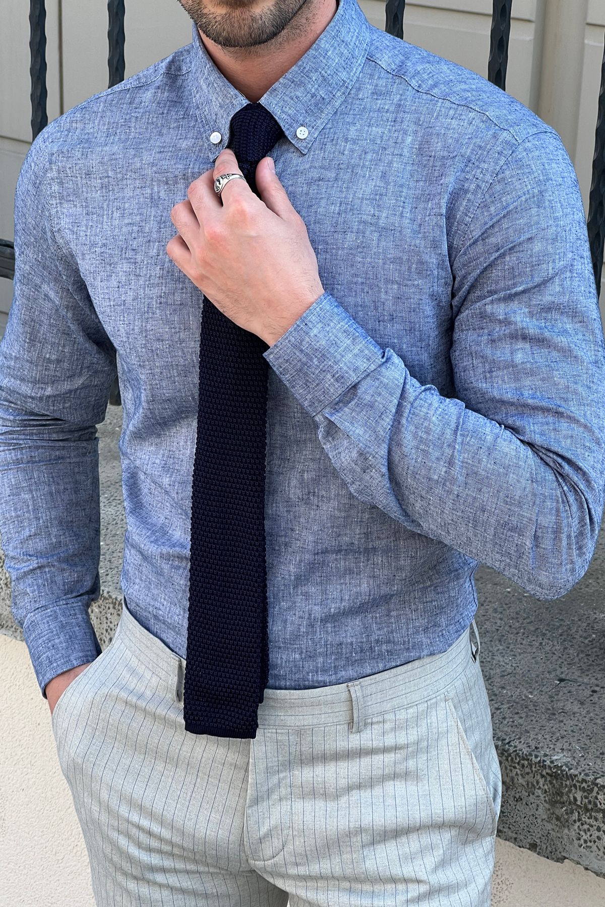 Daniel Slim-Fit Blue Cotton Shirt