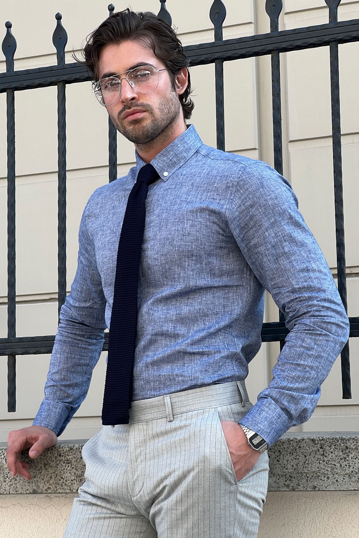 Daniel Slim-Fit Blue Cotton Shirt