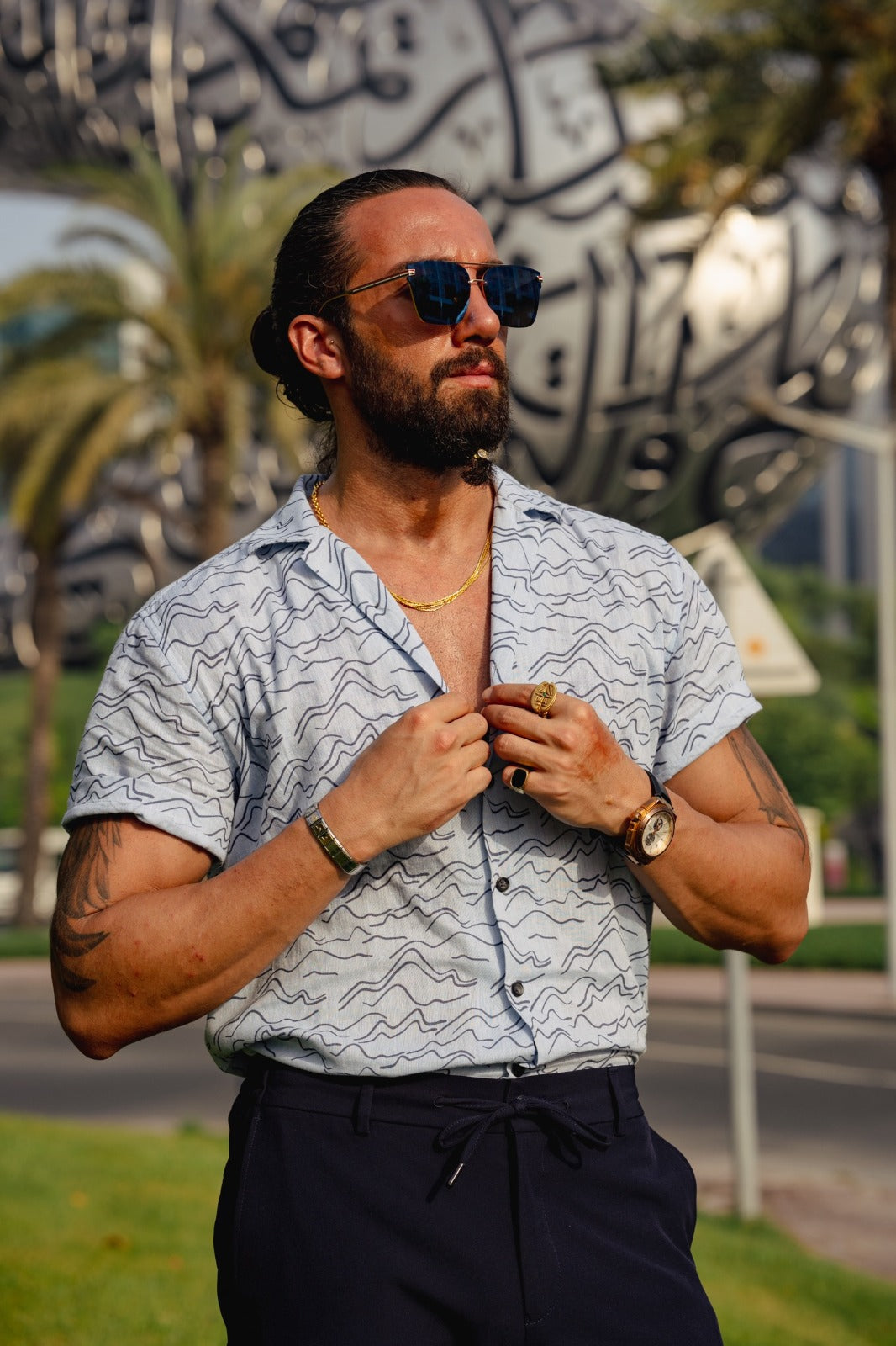 Vespo Collar Slim Fit Patterned Shirt