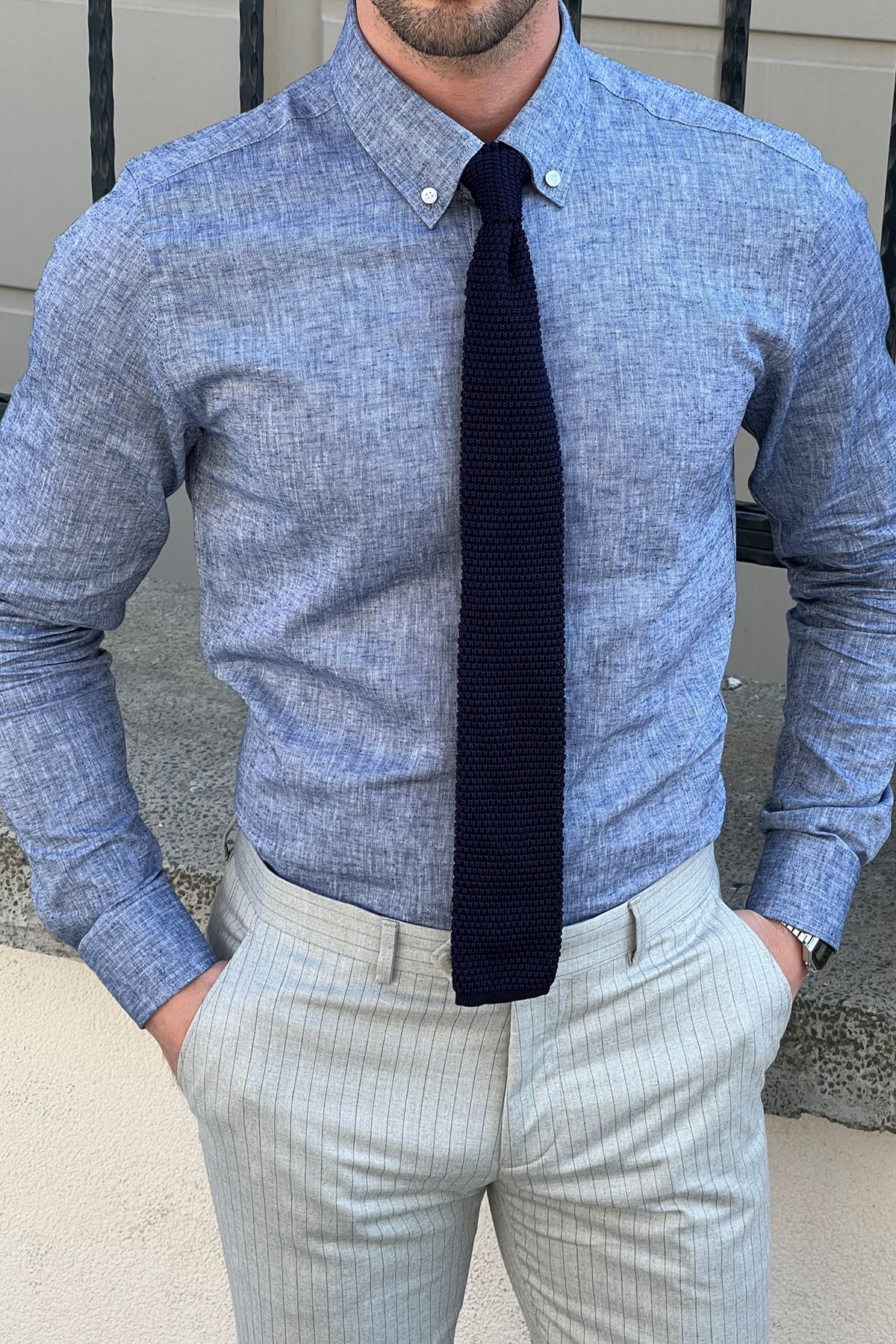 Daniel Slim-Fit Blue Cotton Shirt