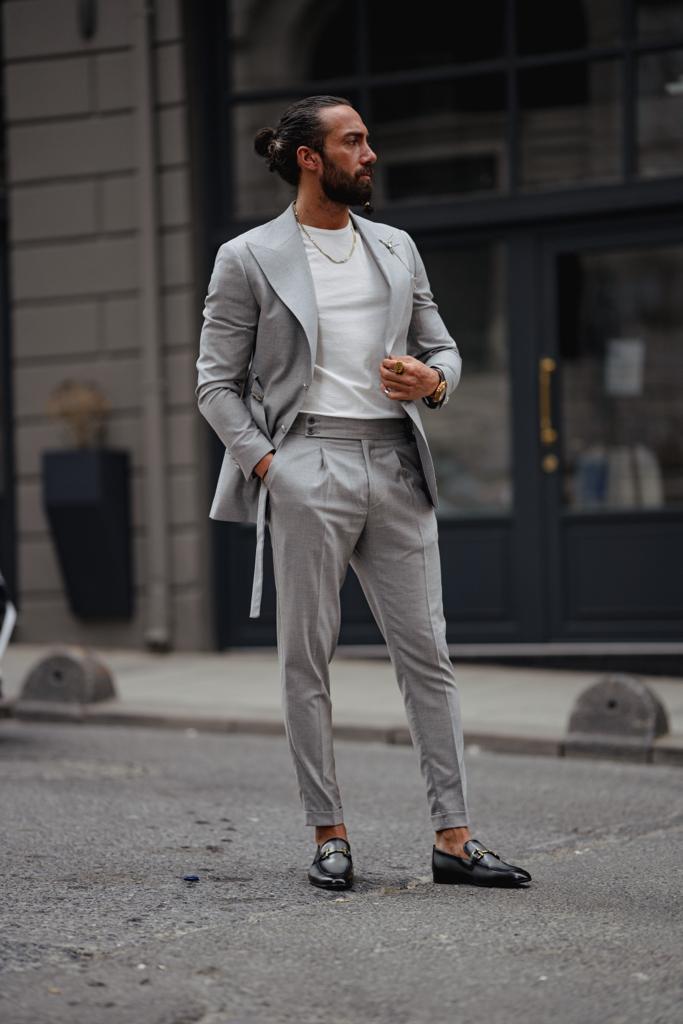 Evo Gray Slim Fit Buckle Up Suit - Versatile Elegance for Every Occasion