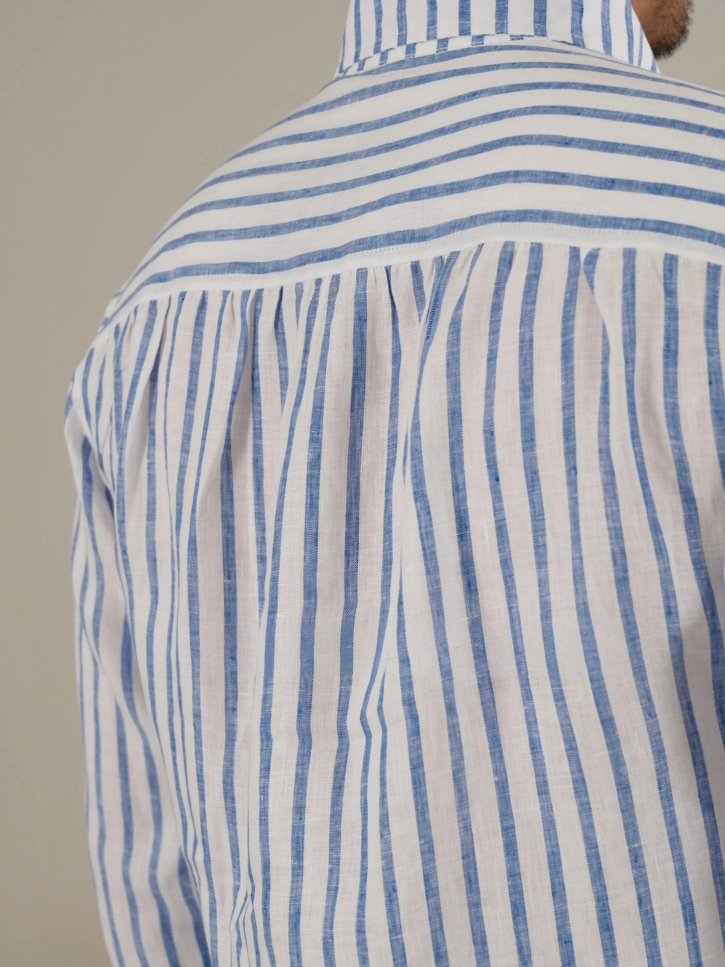 Long Sleeve Linen Shirt Men - Neapolitan-Style Striped Breathable Shirt