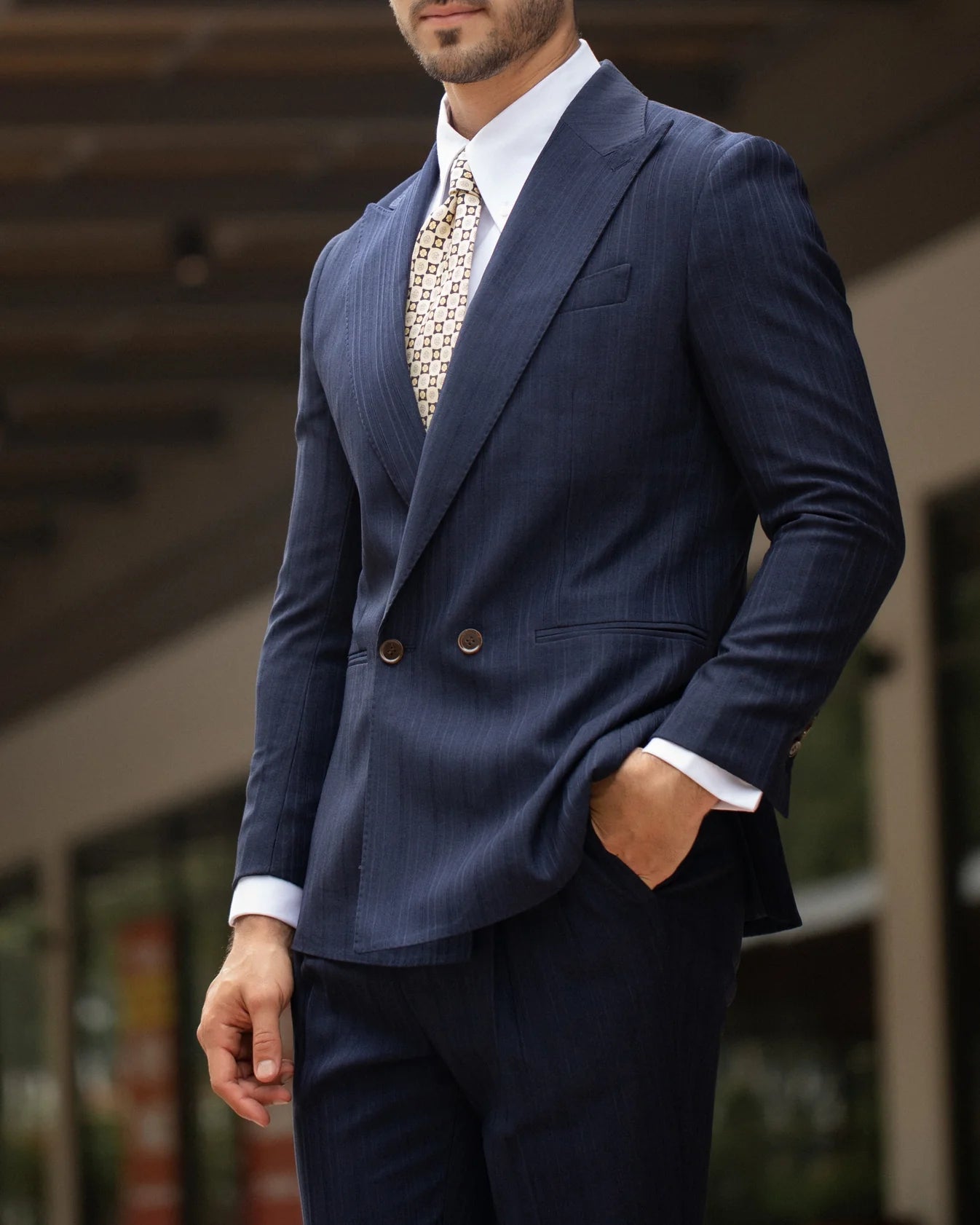 Men’s Salzburg Navy Double-Breasted Suit brabion