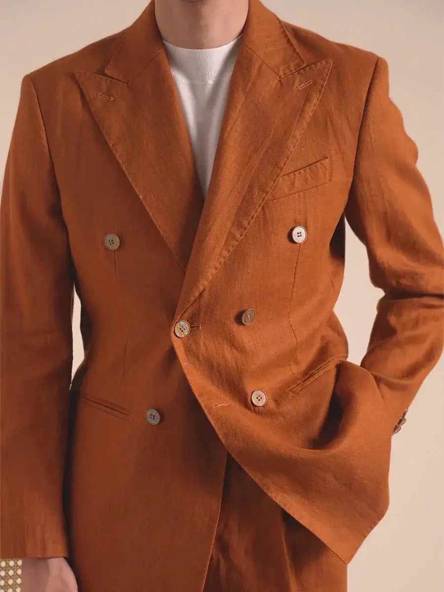 ジャケット・アウター laubeblanc Double Breasted Blazer Double-Breasted Linen Blazer for Men – BRABION