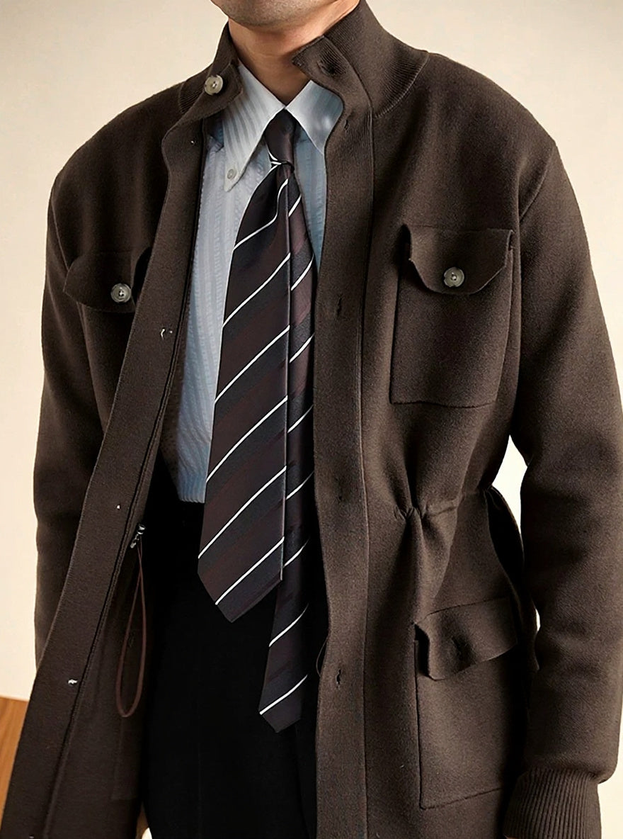 Men's Knit Hunting Stand Collar Jacket