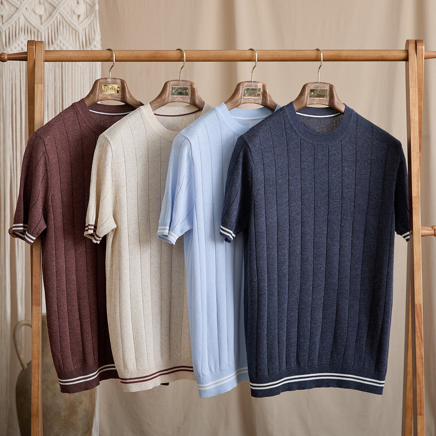 Contrast-Tipped Ribbed Knit Tee BRABION