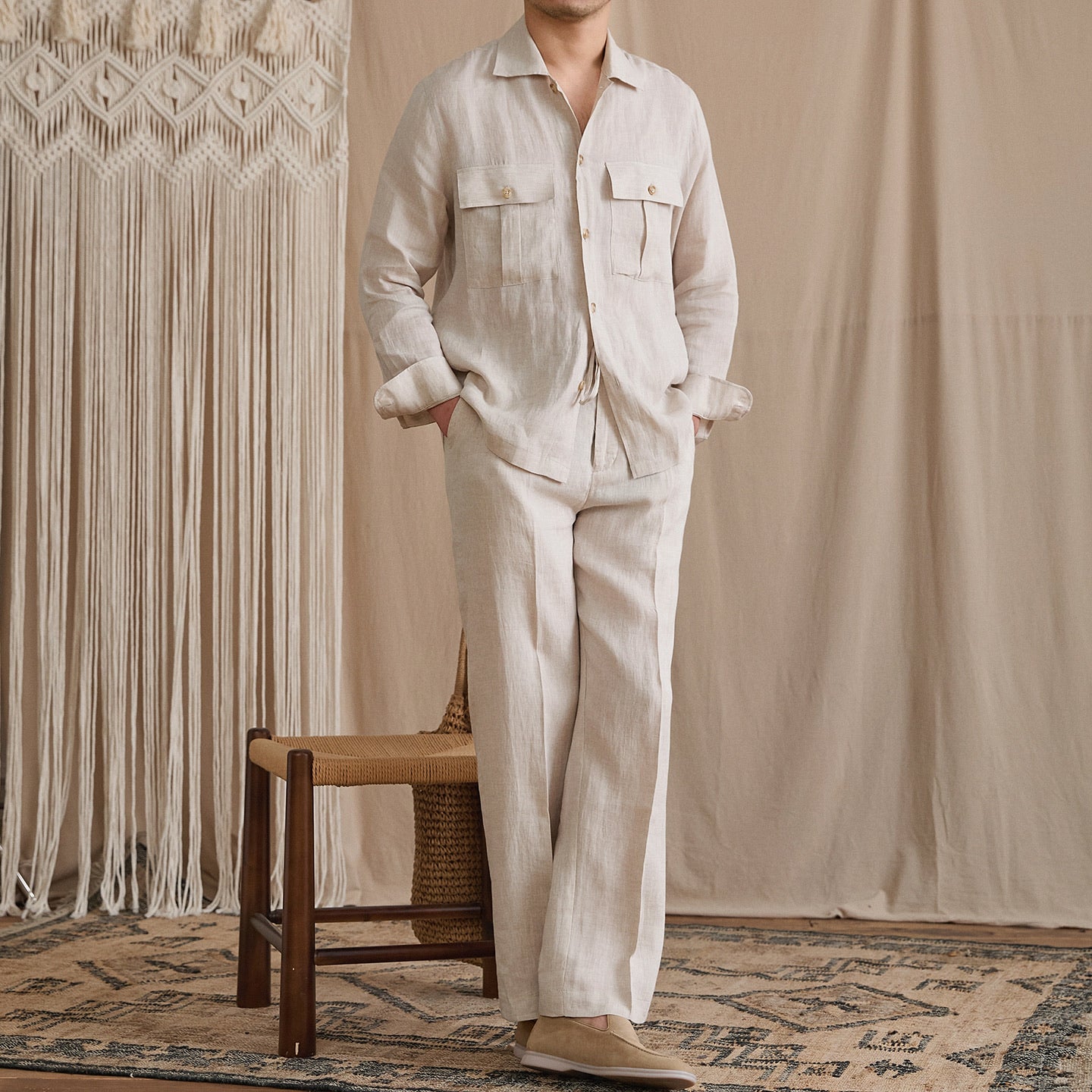 Linen Two-Pocket Camp Shirt