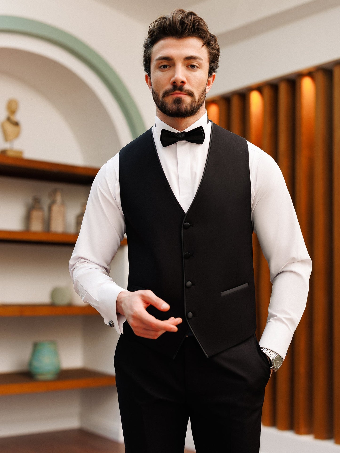 Black Slim-Fit Tuxedo 3-Piece - BRABION