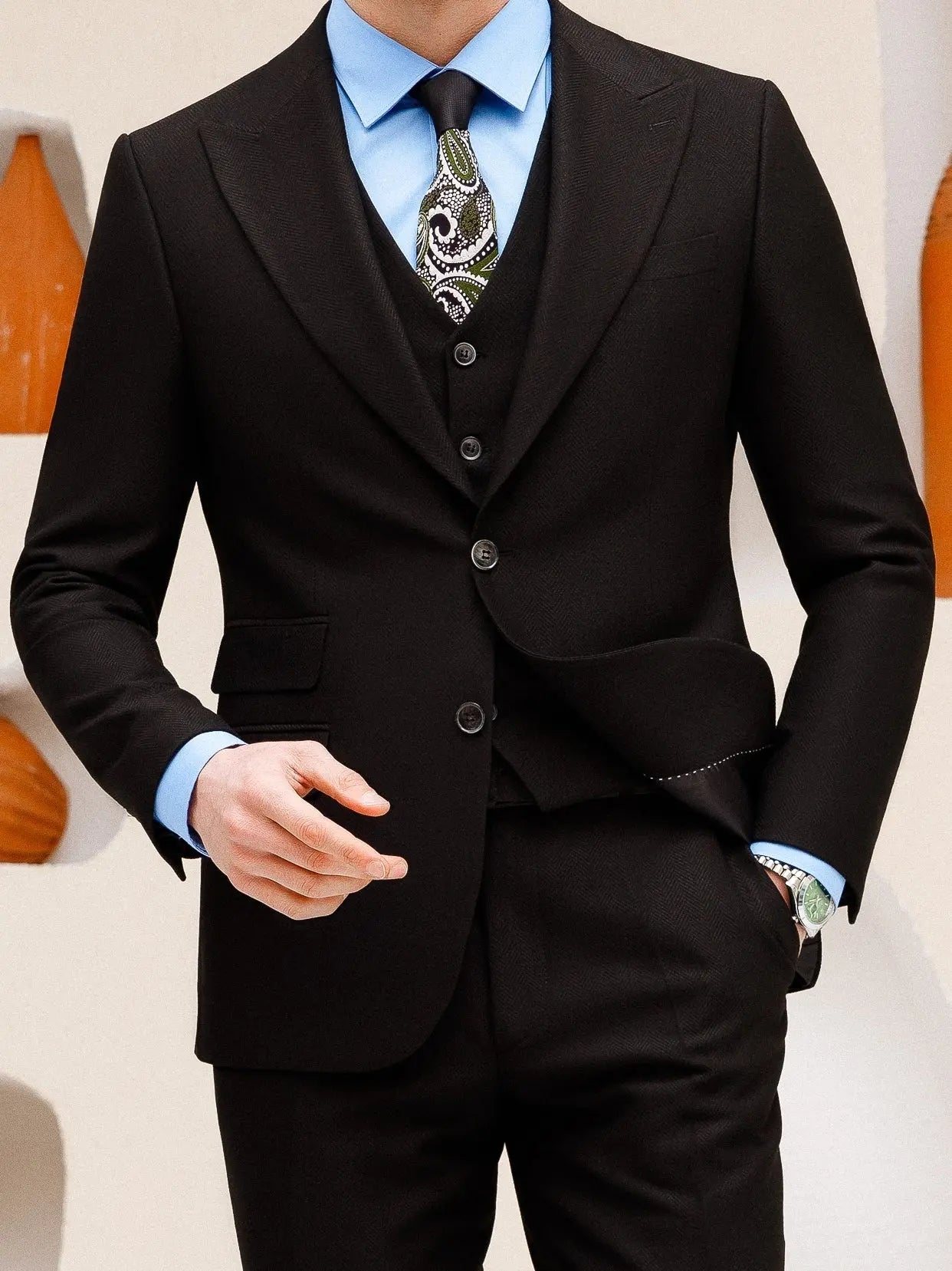 Black Slim-Fit Suit 3-Piece VIOSSI