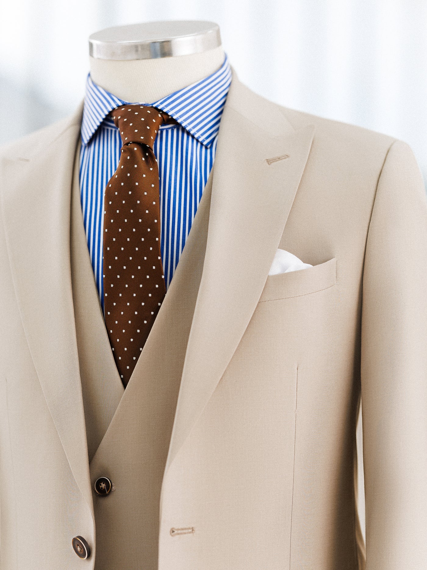 Brabion Beige Slim-Fit Suit 3-Piece