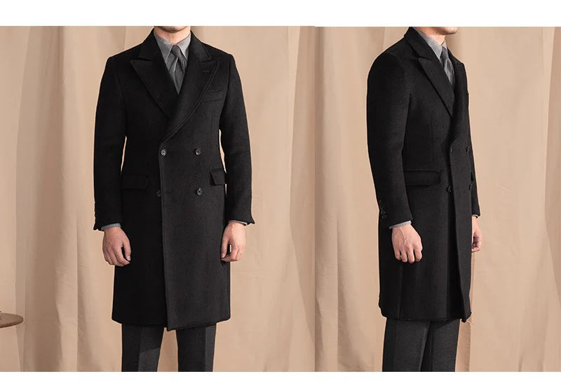 Men’s Black Wool Overcoat