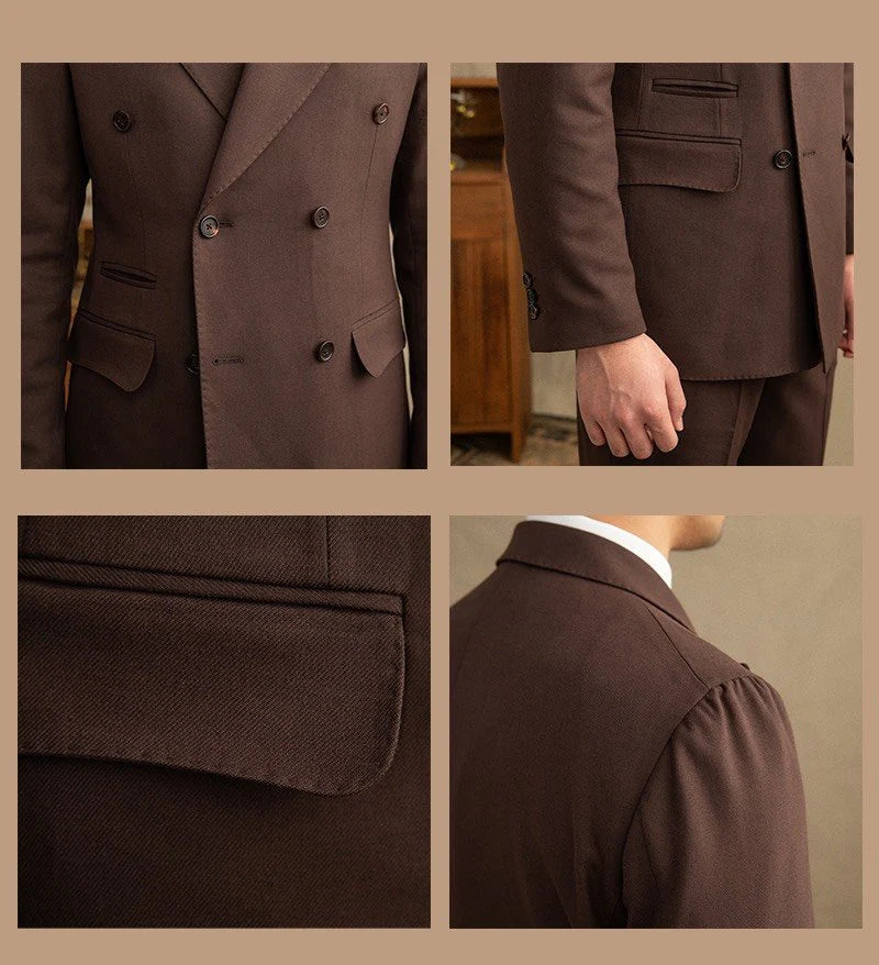 Men’s Dark Brown Garbadine Suit brabion