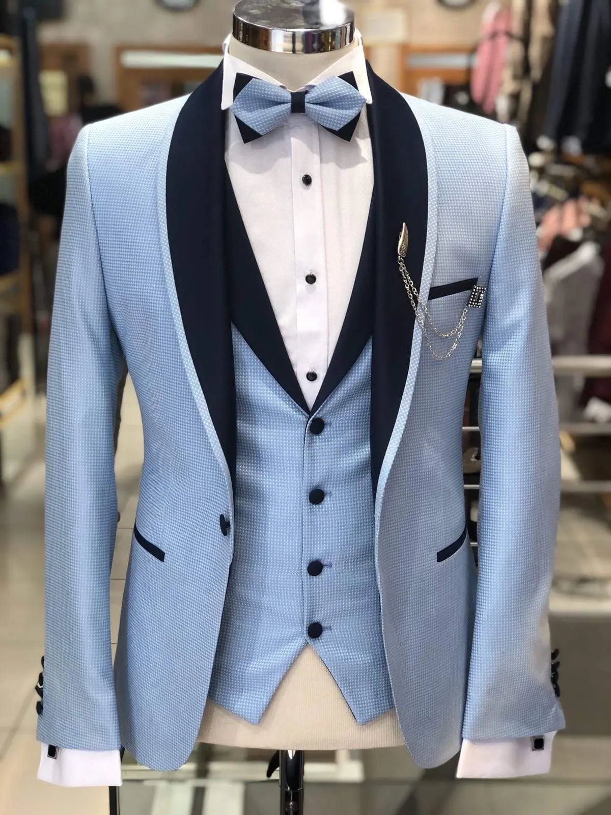 Slim Fit Tuxedo Suit Blue BRABION slim-fit-tuxedo-suit-blue-brabion