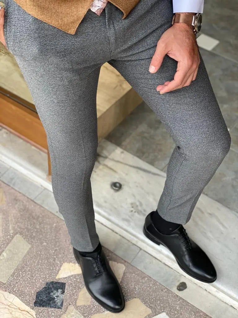 Wilson Gray Slim Fit Wool Pants - Elegant Versatility for Every Occasion - BRABION