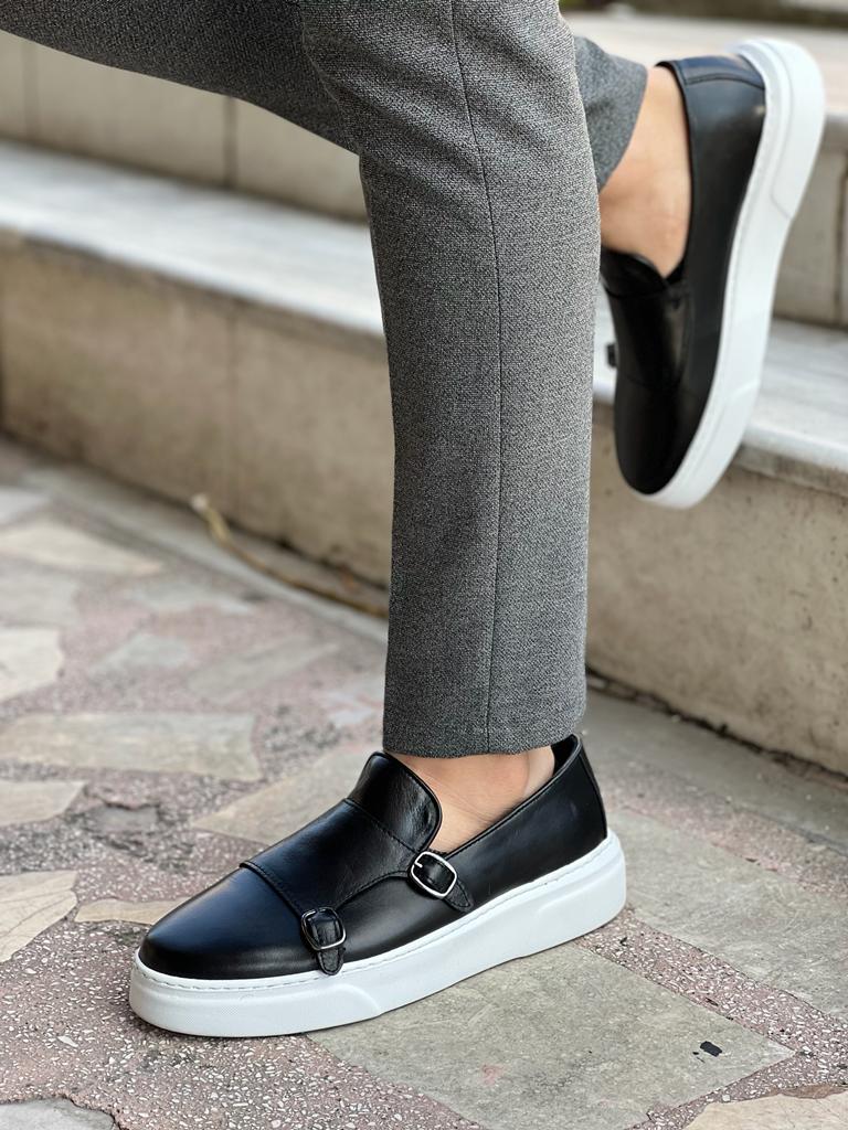 Edmond Black Double Monk Strap Casual Shoes