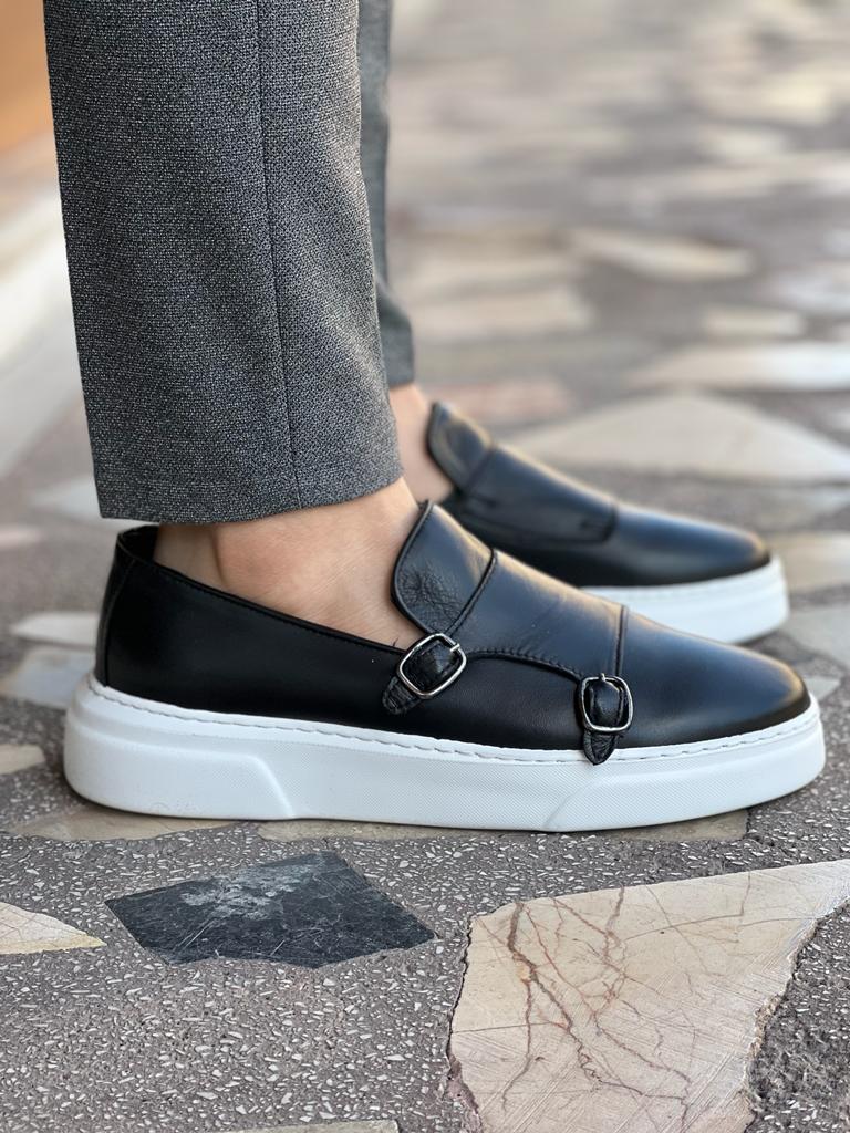Edmond Black Double Monk Strap Casual Shoes
