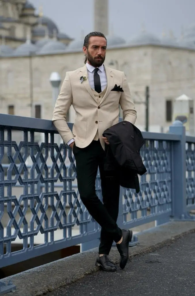 Henderson Beige Slim Fit Blazer - Elevate Your Wardrobe - BRABION