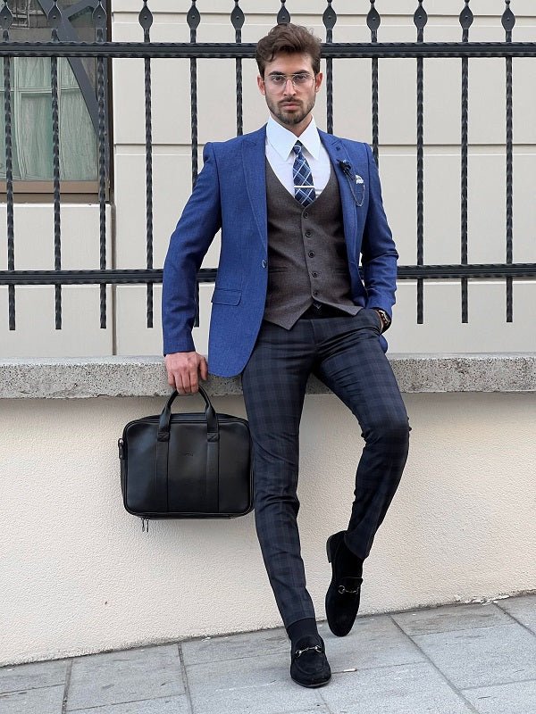 Edmond Royal Blue Slim Fit Peak Lapel Blazer