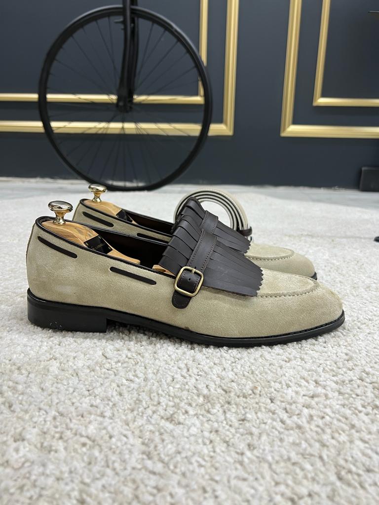 Lawson Beige Suede Kilt Loafers
