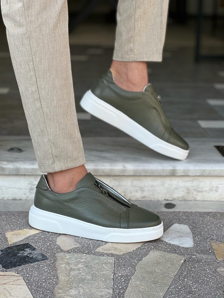 Lawson Green Mid-Top Zipper Sneakers - Stylish and Comfortable Footwear
