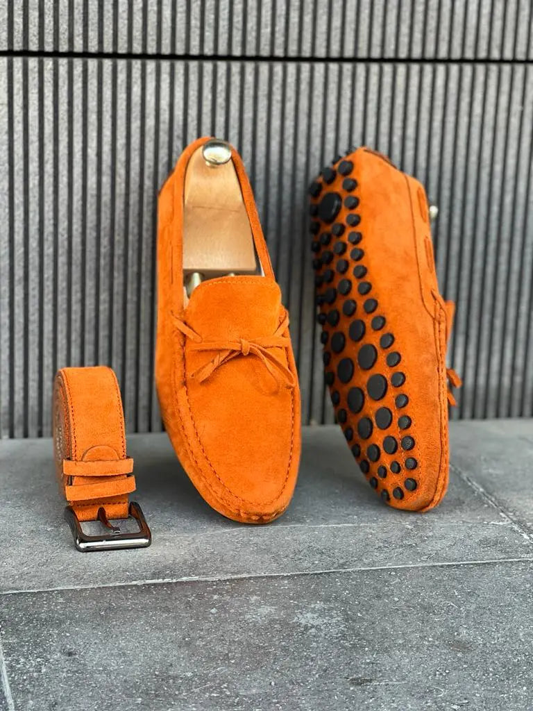 Lawson Orange Suede Loafers - Elegance Meets Comfort - BRABION