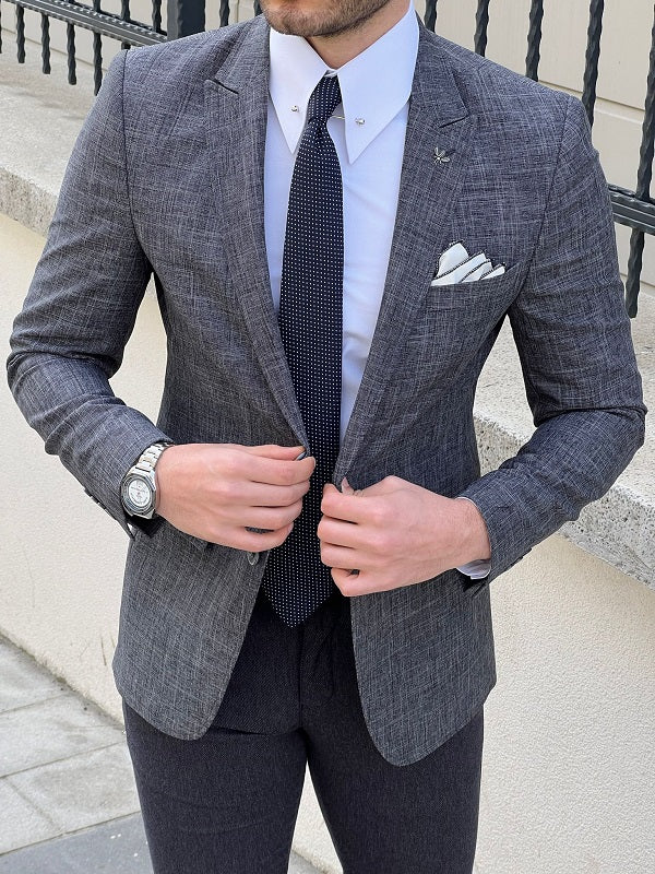 Gray discount linen blazer