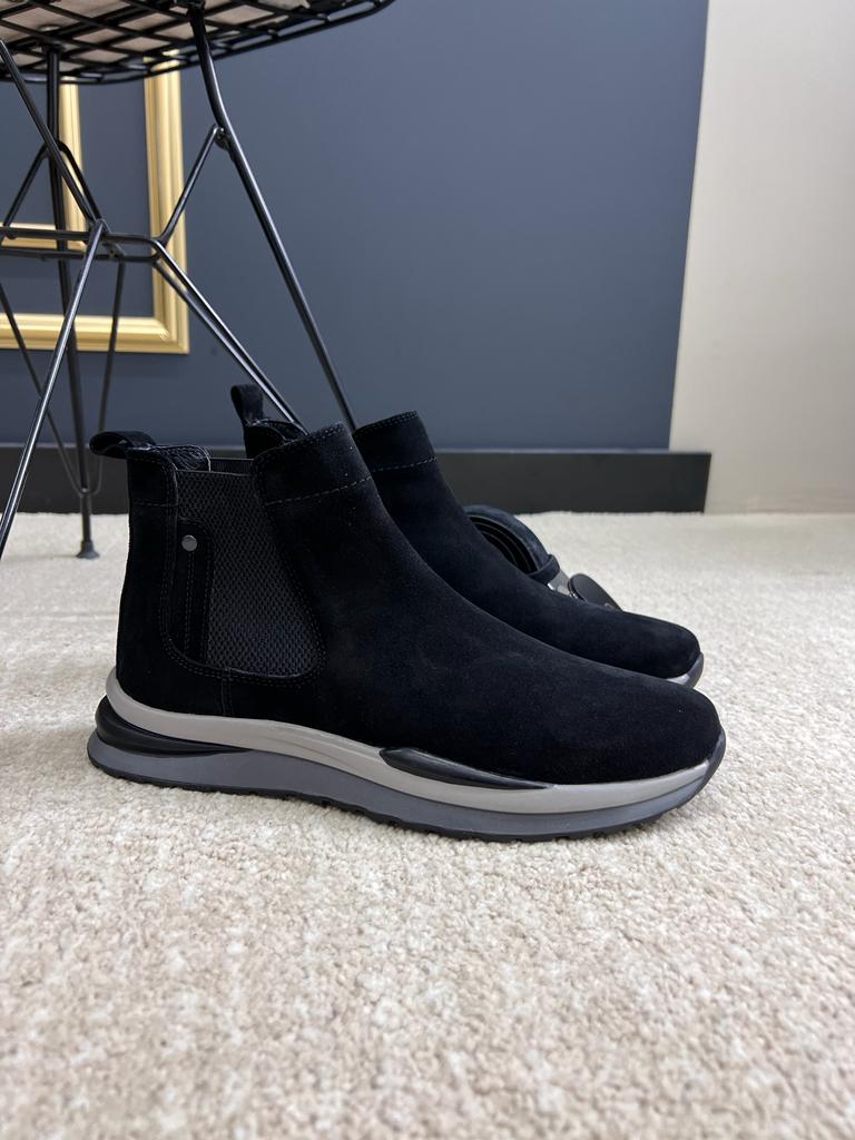 Berton Black Suede Chelsea Boots