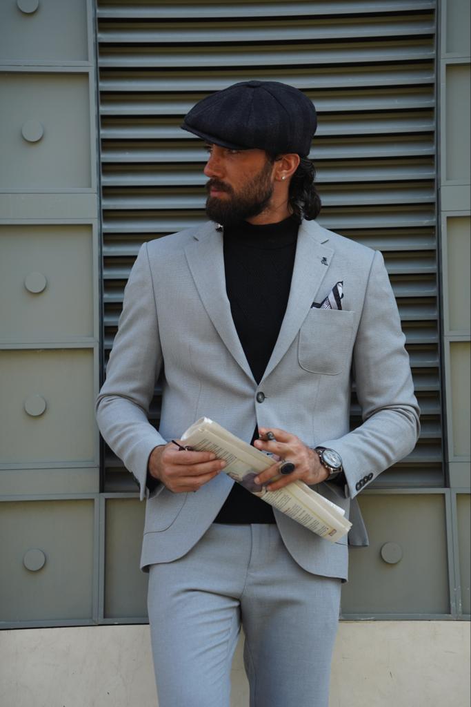 Avion Gray Slim Fit Notch Lapel Suit