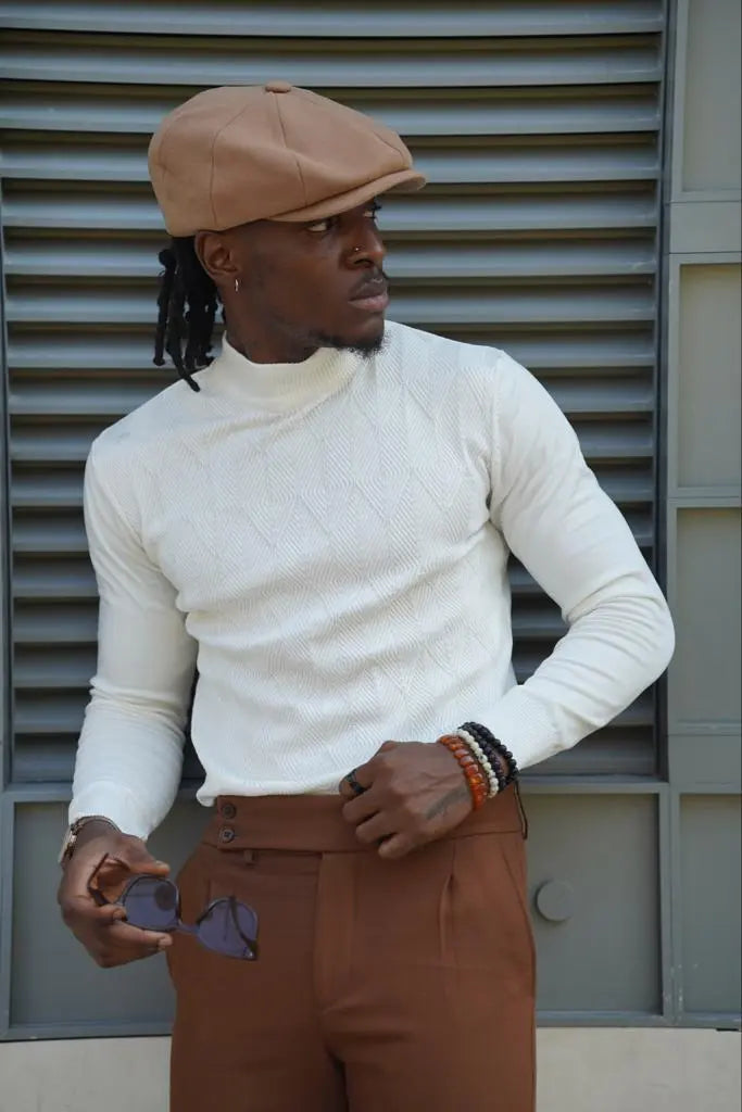 Men White Shirt Under Jumper Versatile Amber White Slim Fit Mock Turtleneck Sweater Stylish Men White Shirt Under Jumper Versatile Amber White Slim Fit Mock Turtleneck Sweater Stylish