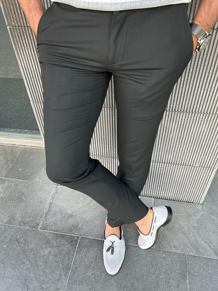 Tampa Black Slim Fit Cotton Pants
