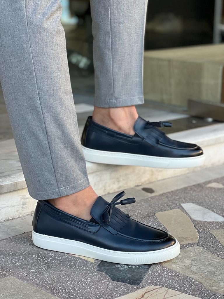 Tampa Dark Blue Kiltie Loafers for Men