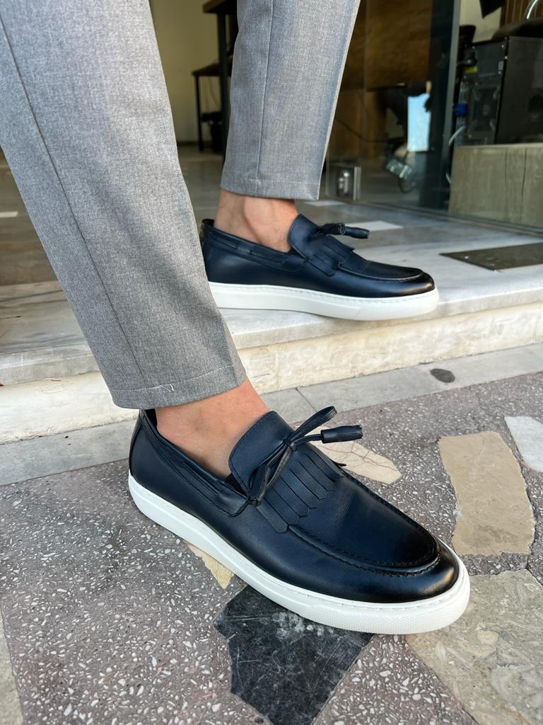 Tampa Dark Blue Kiltie Loafers for Men