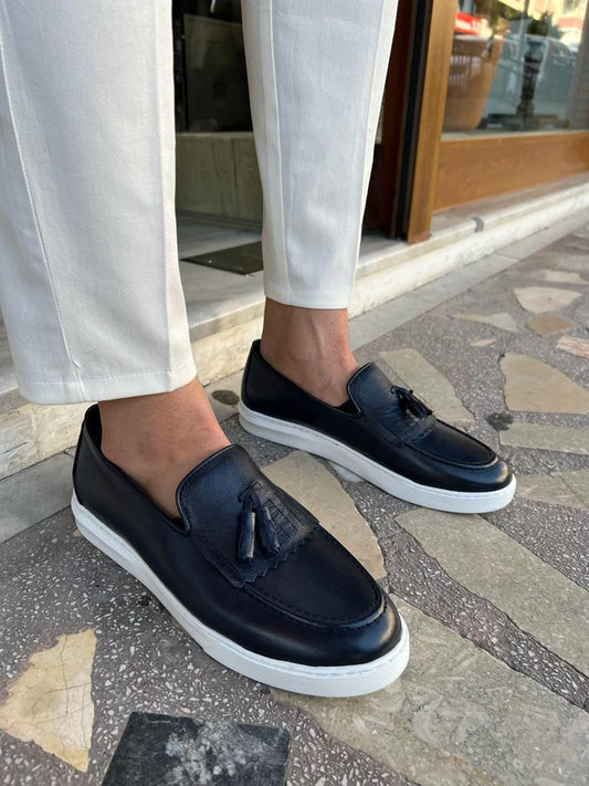 Tampa Dark Blue Tassel Kilt Loafers