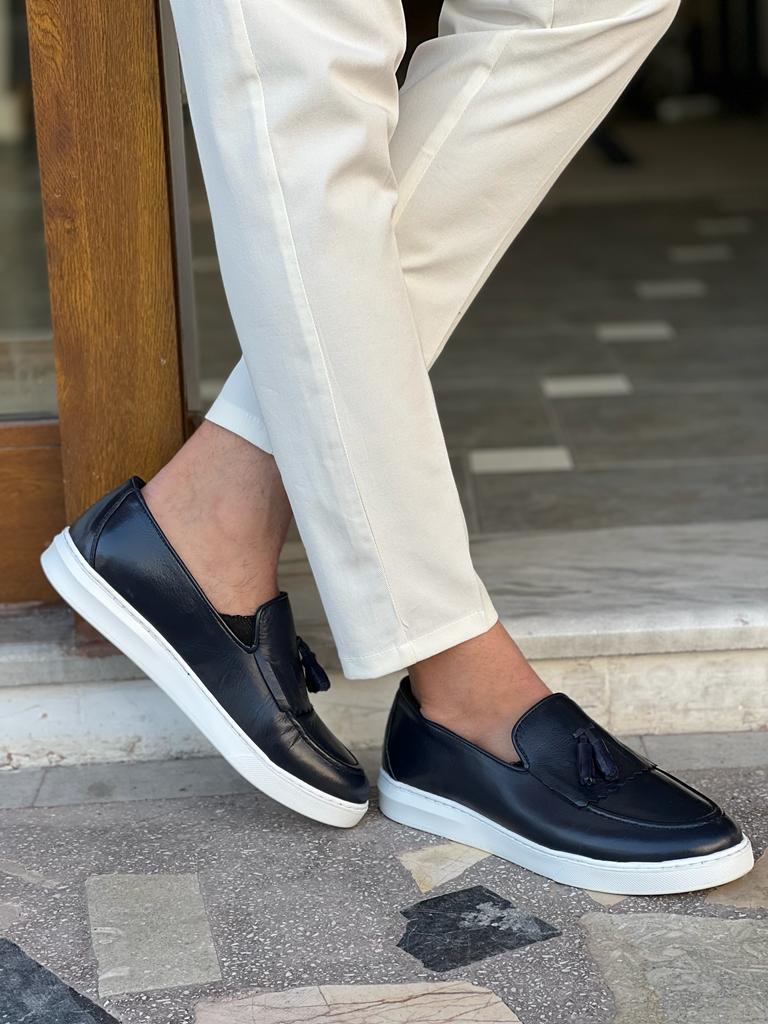 Tampa Dark Blue Tassel Kilt Loafers