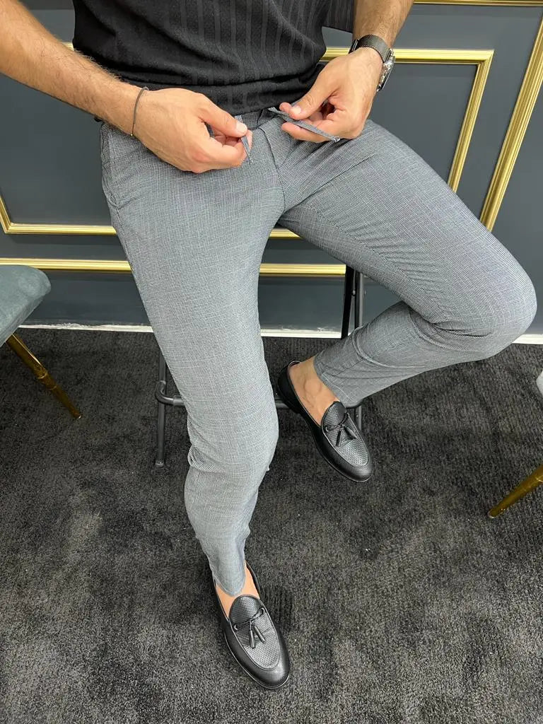 Tampa Gray Slim Fit Laced Pants for Effortless Style - BRABION