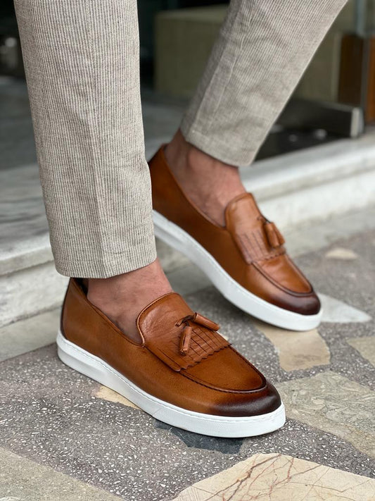 Tampa Tan Kiltie Loafers - Elegant Leather Footwear for Every Occasion