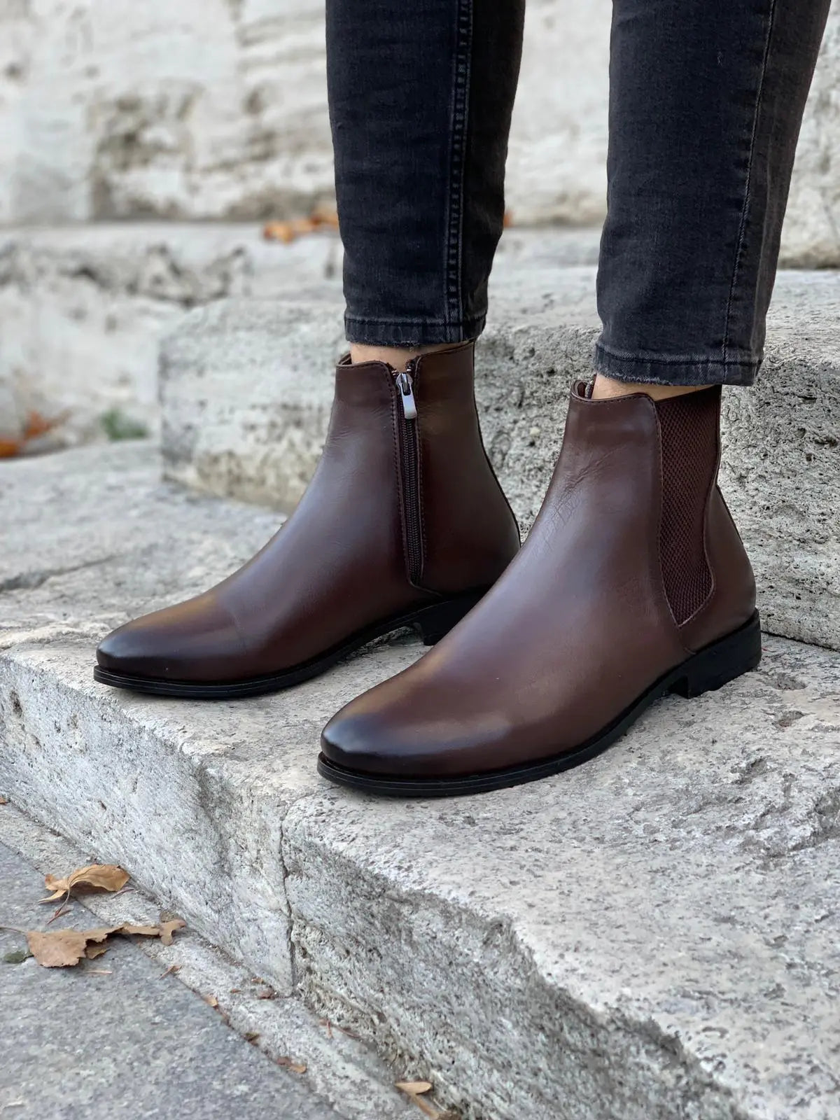 Stylish Mantoni Brown Leather Chelsea Boots for Men - Perfect for Formal & Casual Wear BRABION Stylish Mantoni Brown Leather Chelsea Boots for Men - Perfect for Formal & Casual Wear BRABION