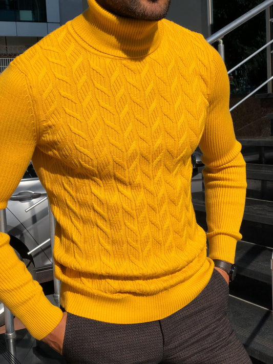 Calvin Slim-Fit Turtleneck Knitwear in Yellow