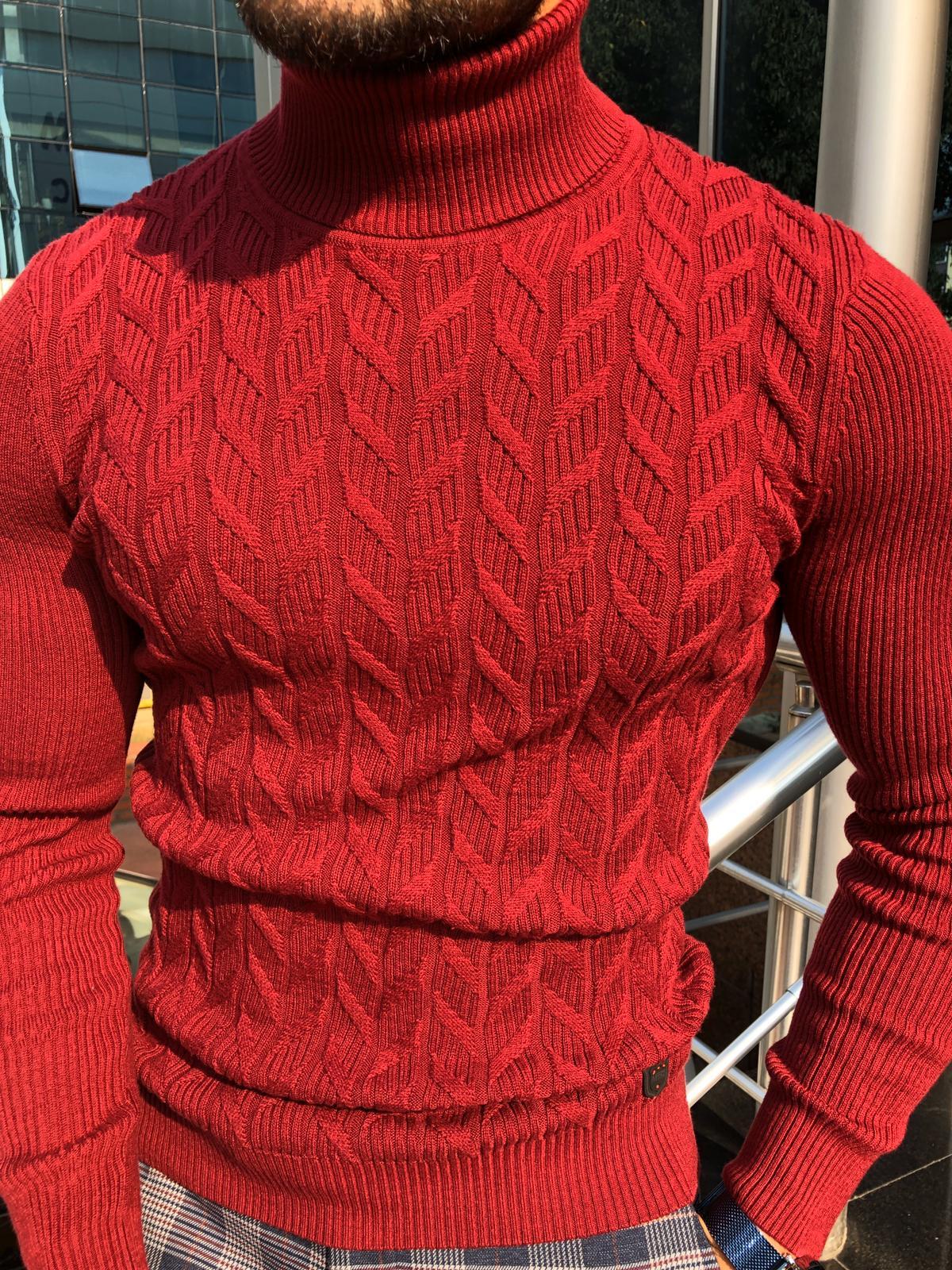 Calvin Slim-Fit Turtleneck Knitwear Red