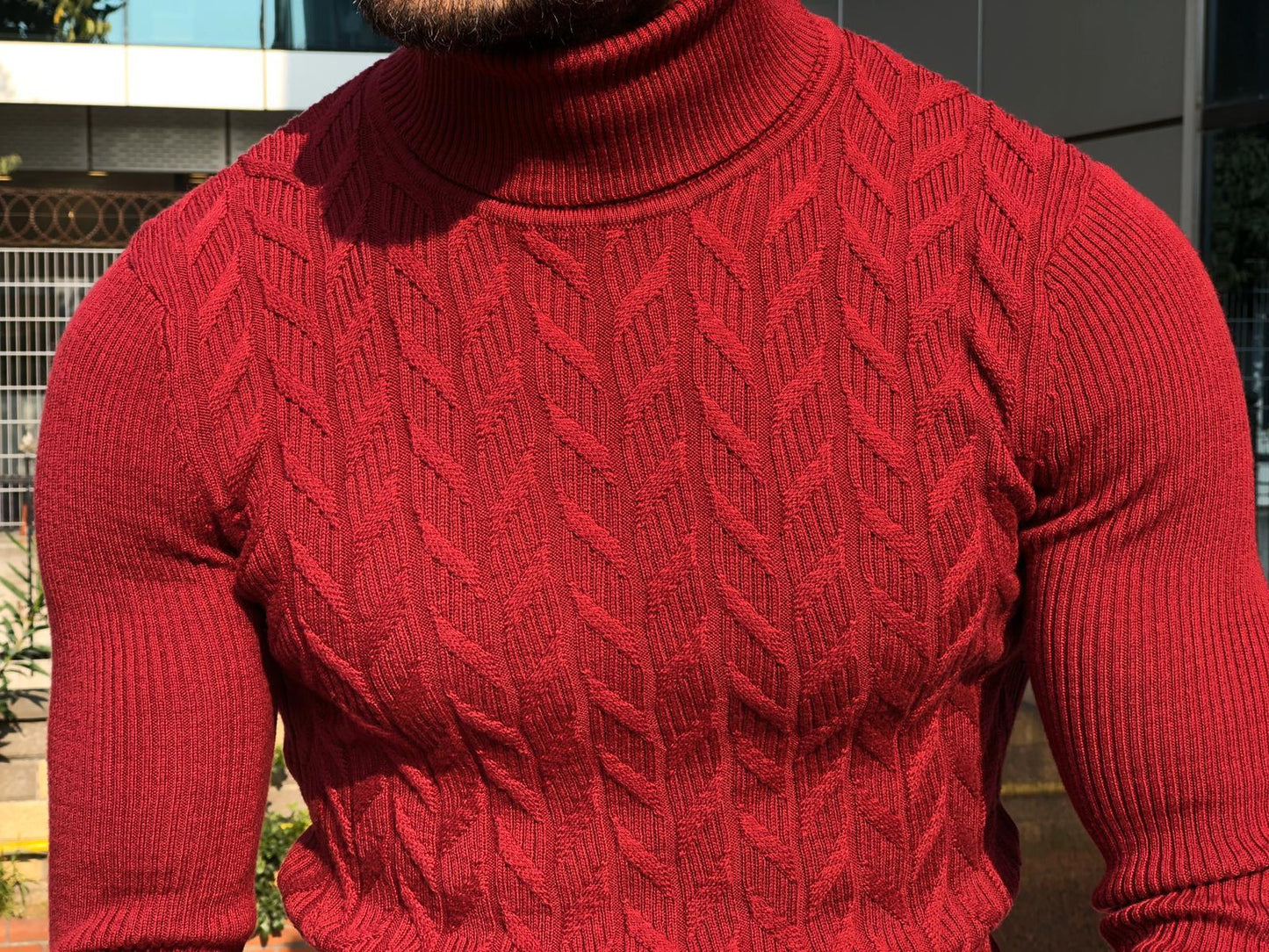 Calvin Slim-Fit Turtleneck Knitwear Red