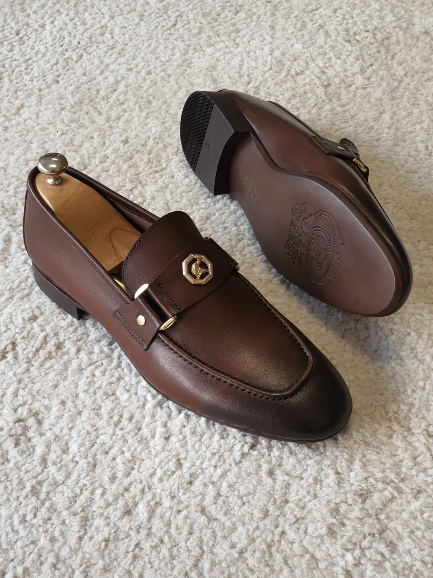 Berton Brown Penny Loafers - Timeless Leather Elegance