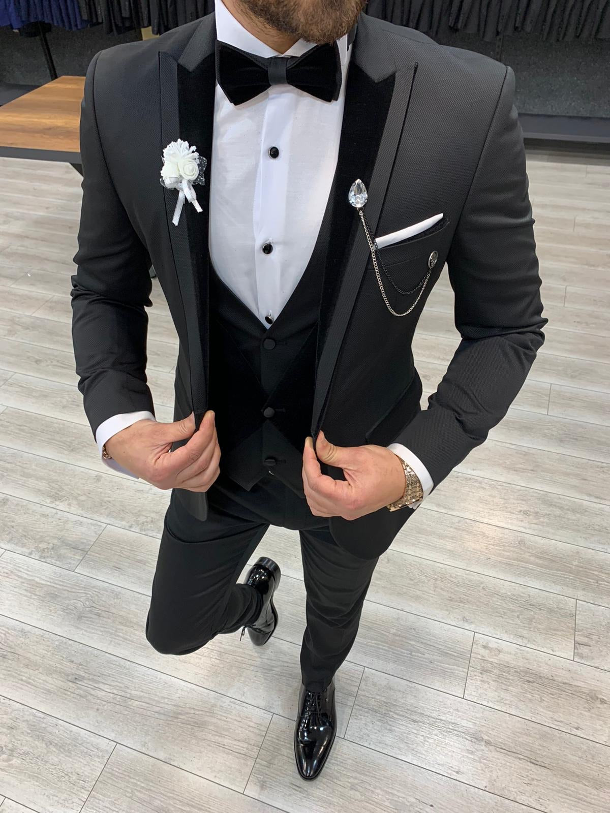 Black Velvet Peak Lapel Tuxedo