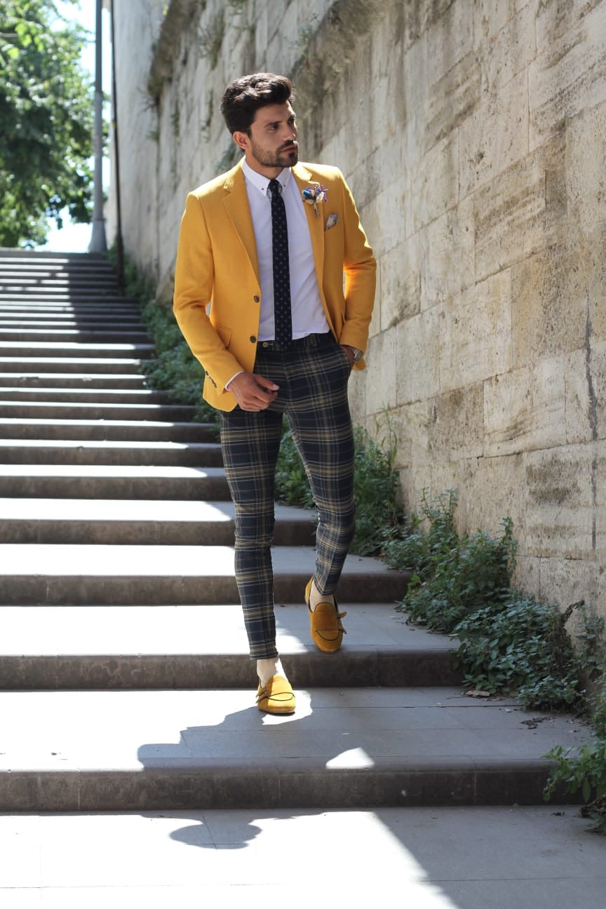 Marina Mustard Slim Fit Blazer - Elevate Your Style