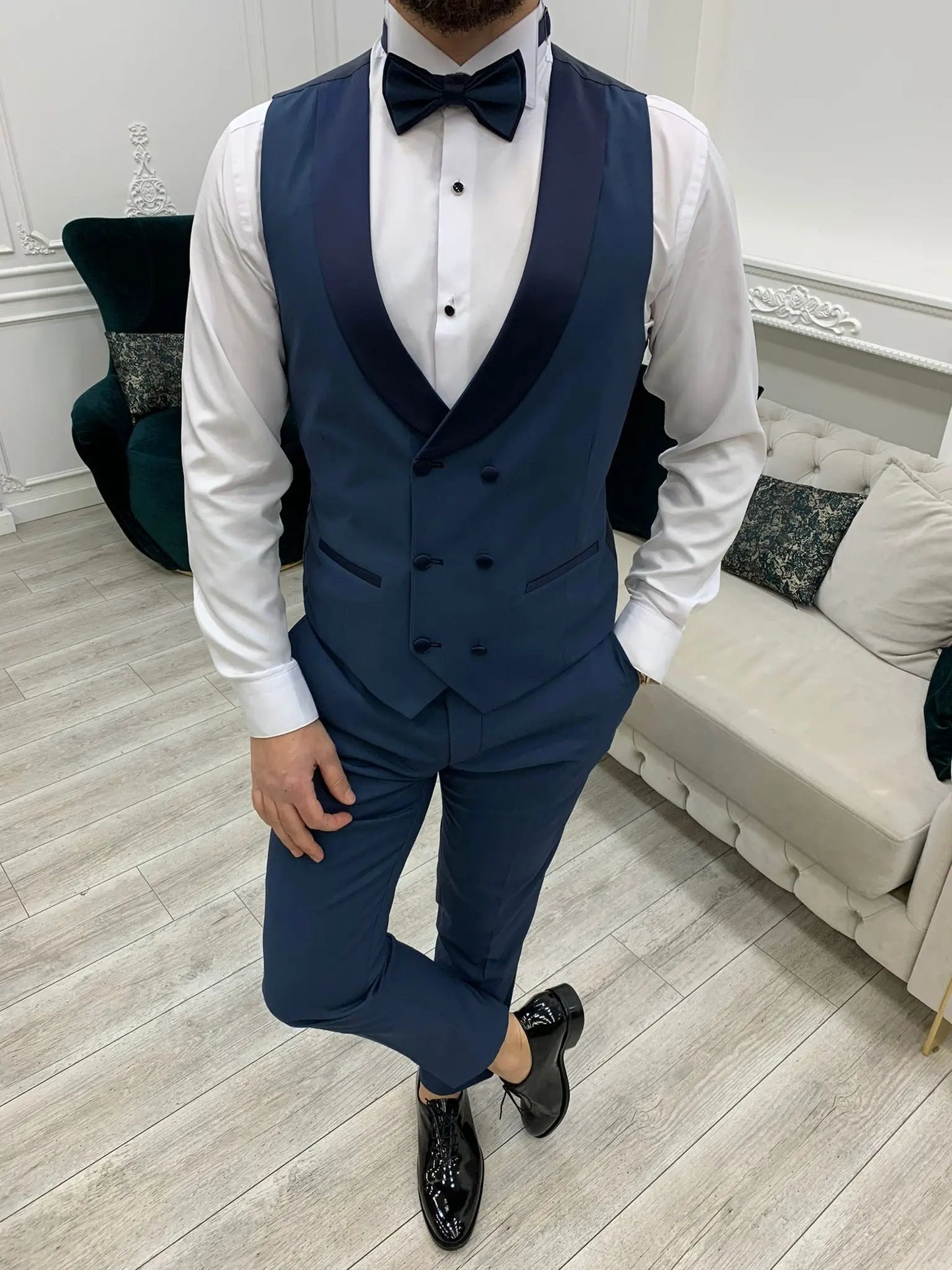 Perris Light Blue Slim Fit Tuxedo: Elevate Your Formal Style - BRABION